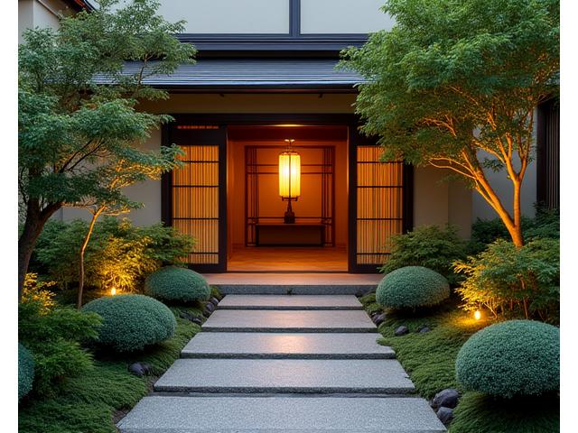 高級旅館のエントランス庭園