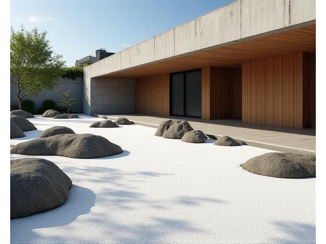 現代建築に合わせた枯山水